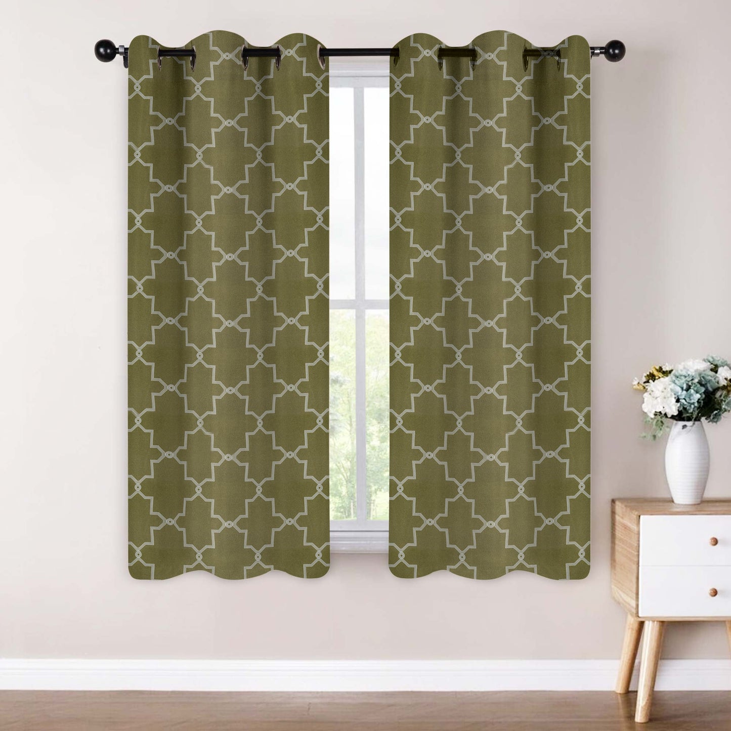 Imperial Trellis Washable Room Darkening Blackout Curtains. Set of 2