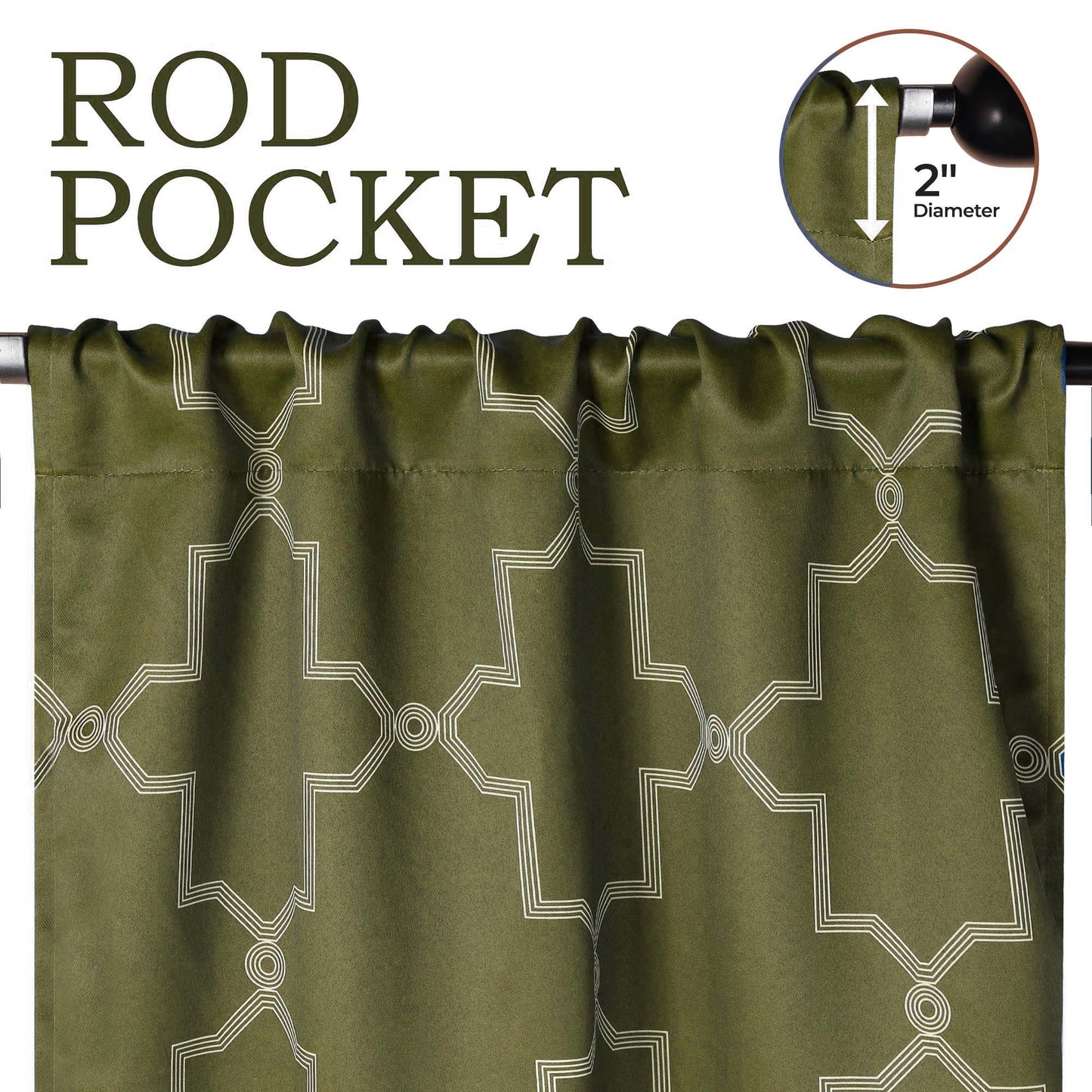 Imperial Trellis Washable Room Darkening Blackout Curtains. Set of 2