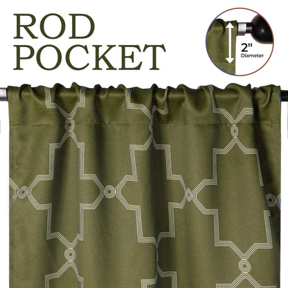 Imperial Trellis Washable Room Darkening Blackout Curtains. Set of 2
