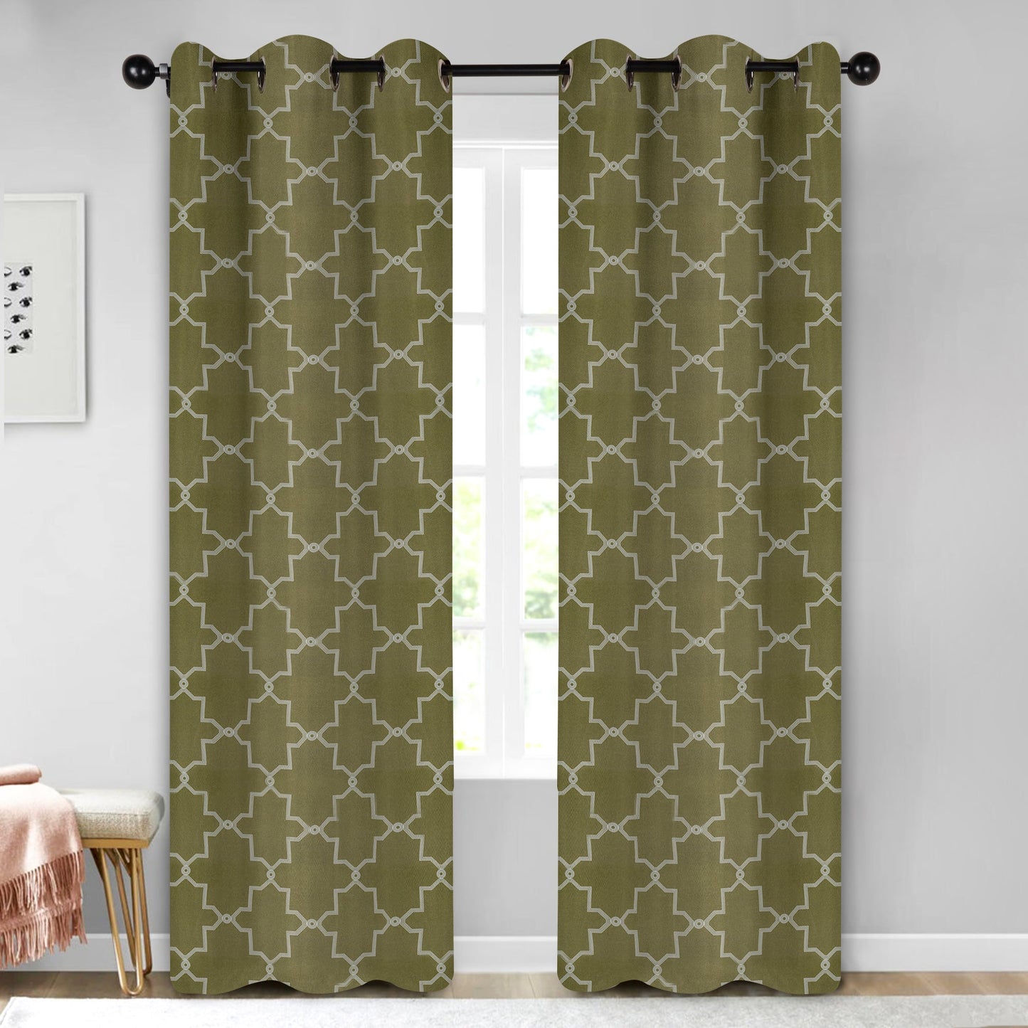 Imperial Trellis Washable Room Darkening Blackout Curtains. Set of 2