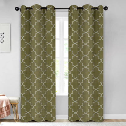 Imperial Trellis Washable Room Darkening Blackout Curtains. Set of 2