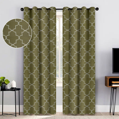 Imperial Trellis Washable Room Darkening Blackout Curtains. Set of 2