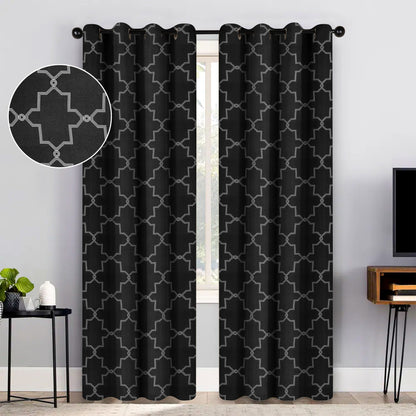 Imperial Trellis Washable Room Darkening Blackout Curtains. Set of 2