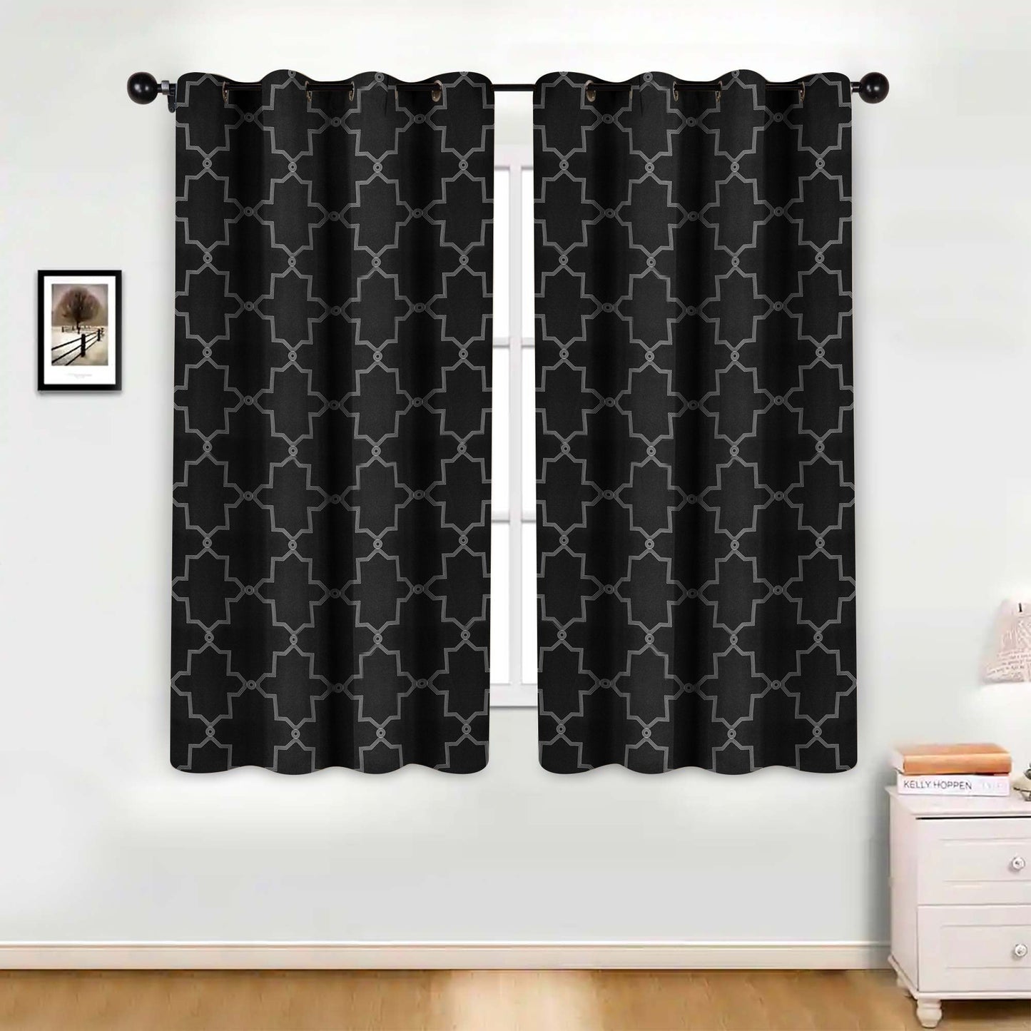 Imperial Trellis Washable Room Darkening Blackout Curtains. Set of 2