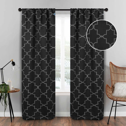 Imperial Trellis Washable Room Darkening Blackout Curtains. Set of 2