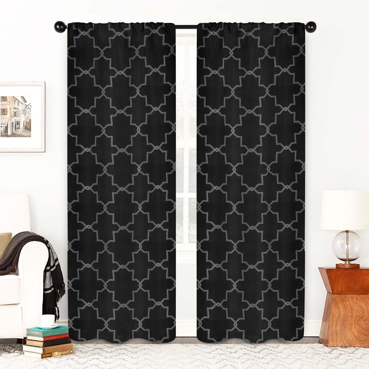 Imperial Trellis Washable Room Darkening Blackout Curtains. Set of 2