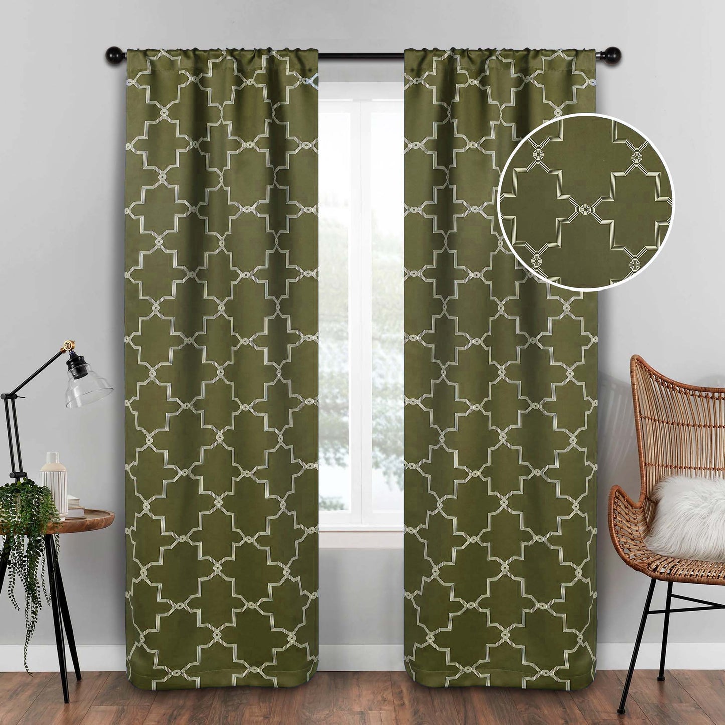 Imperial Trellis Washable Room Darkening Blackout Curtains. Set of 2