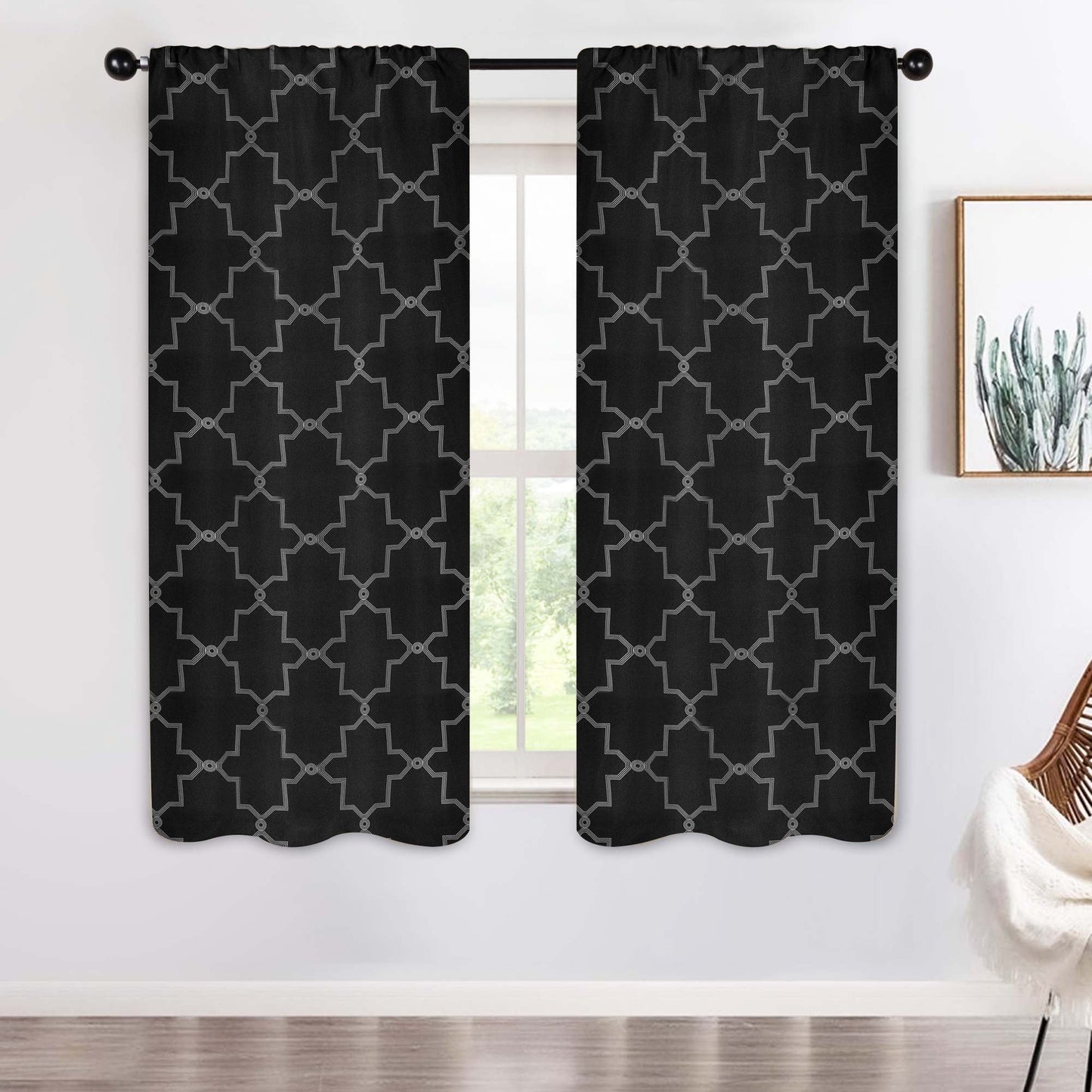 Imperial Trellis Washable Room Darkening Blackout Curtains. Set of 2