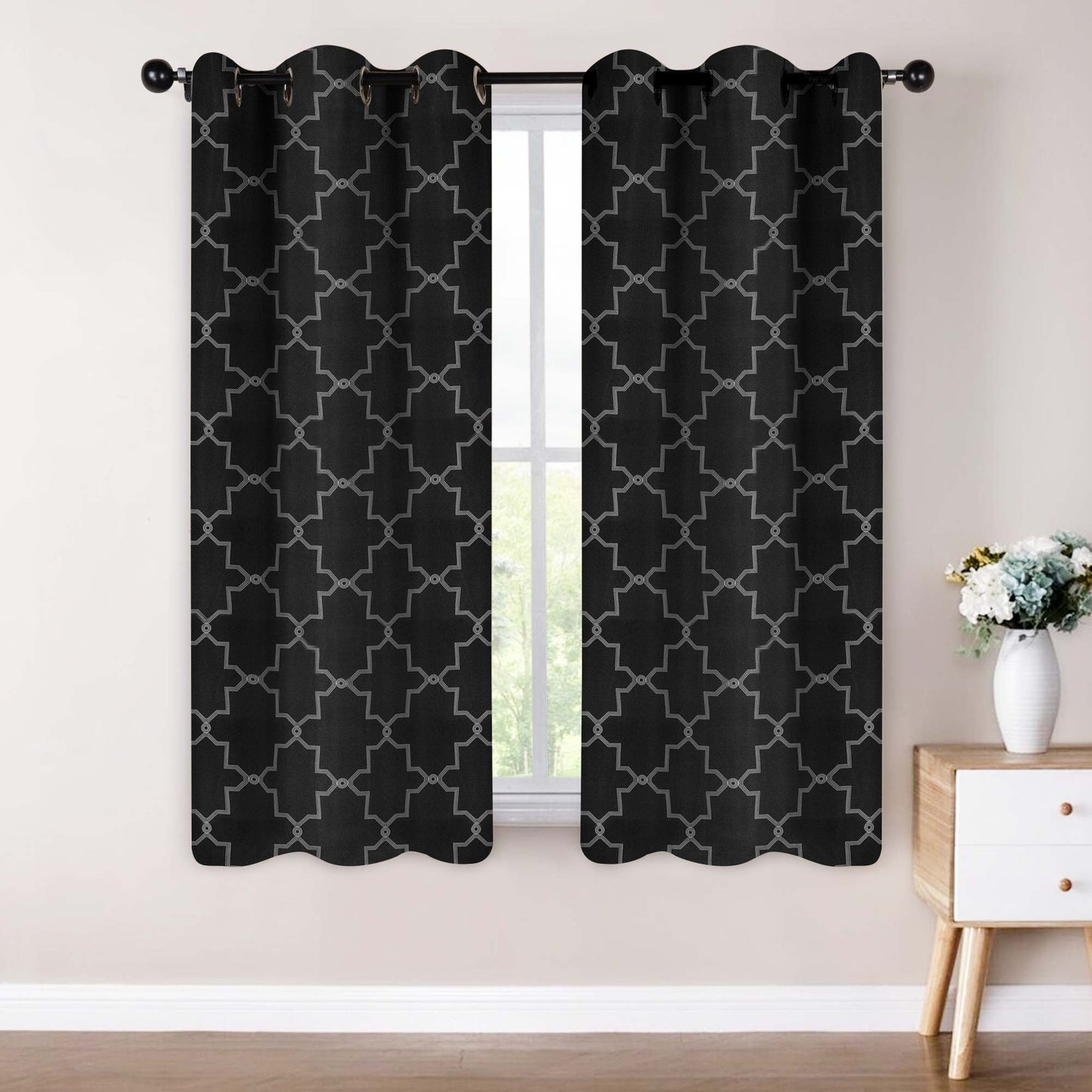 Imperial Trellis Washable Room Darkening Blackout Curtains. Set of 2