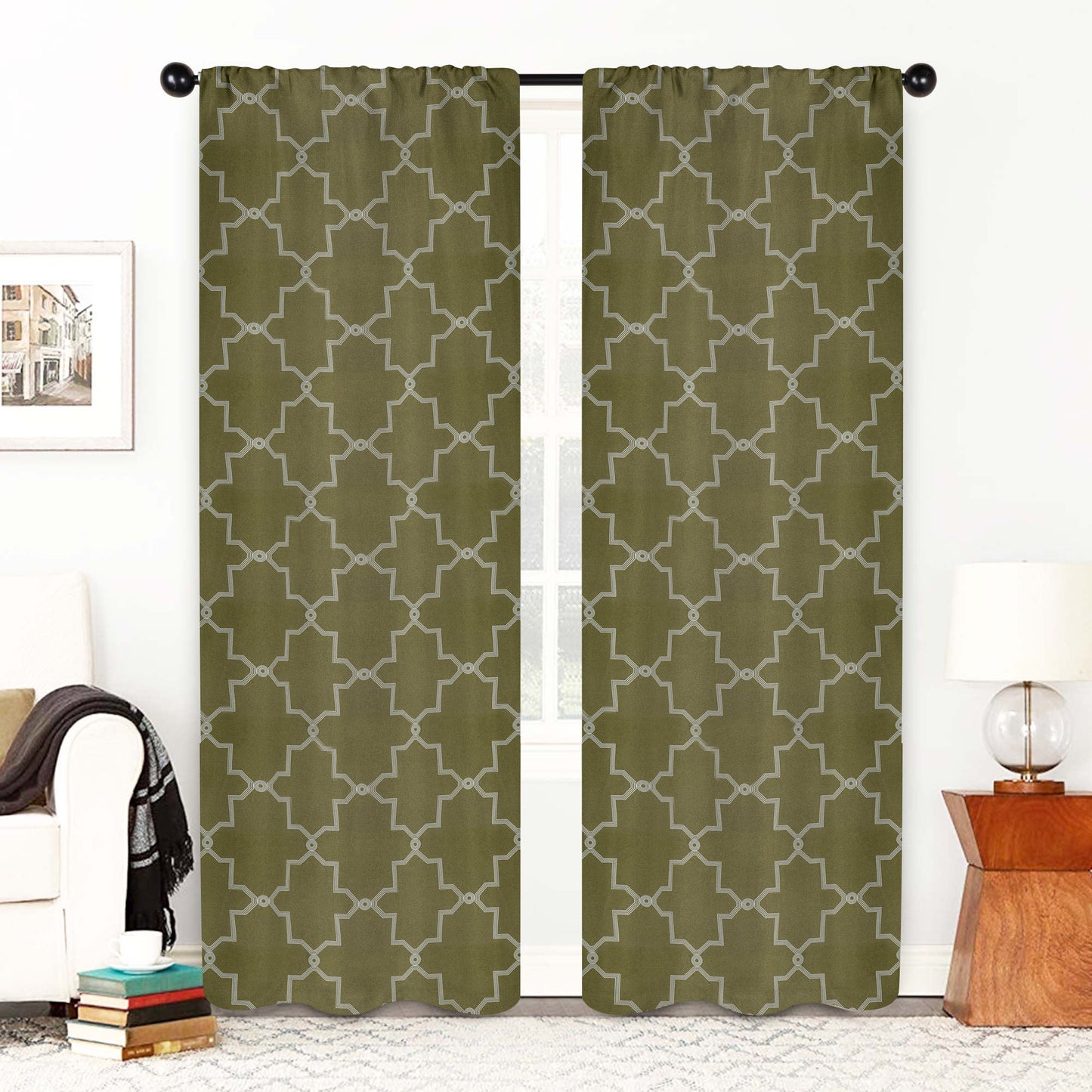 Imperial Trellis Washable Room Darkening Blackout Curtains. Set of 2