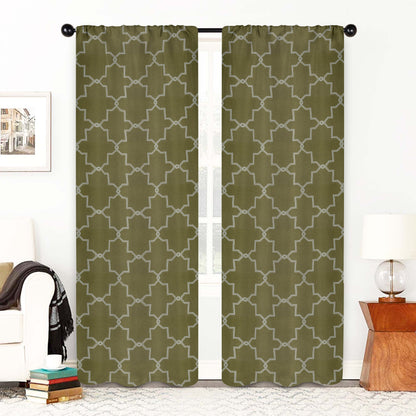 Imperial Trellis Washable Room Darkening Blackout Curtains. Set of 2