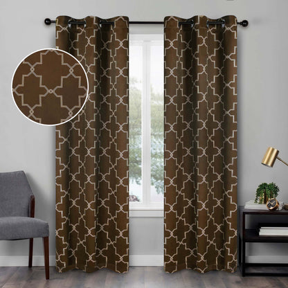 Imperial Trellis Washable Room Darkening Blackout Curtains. Set of 2