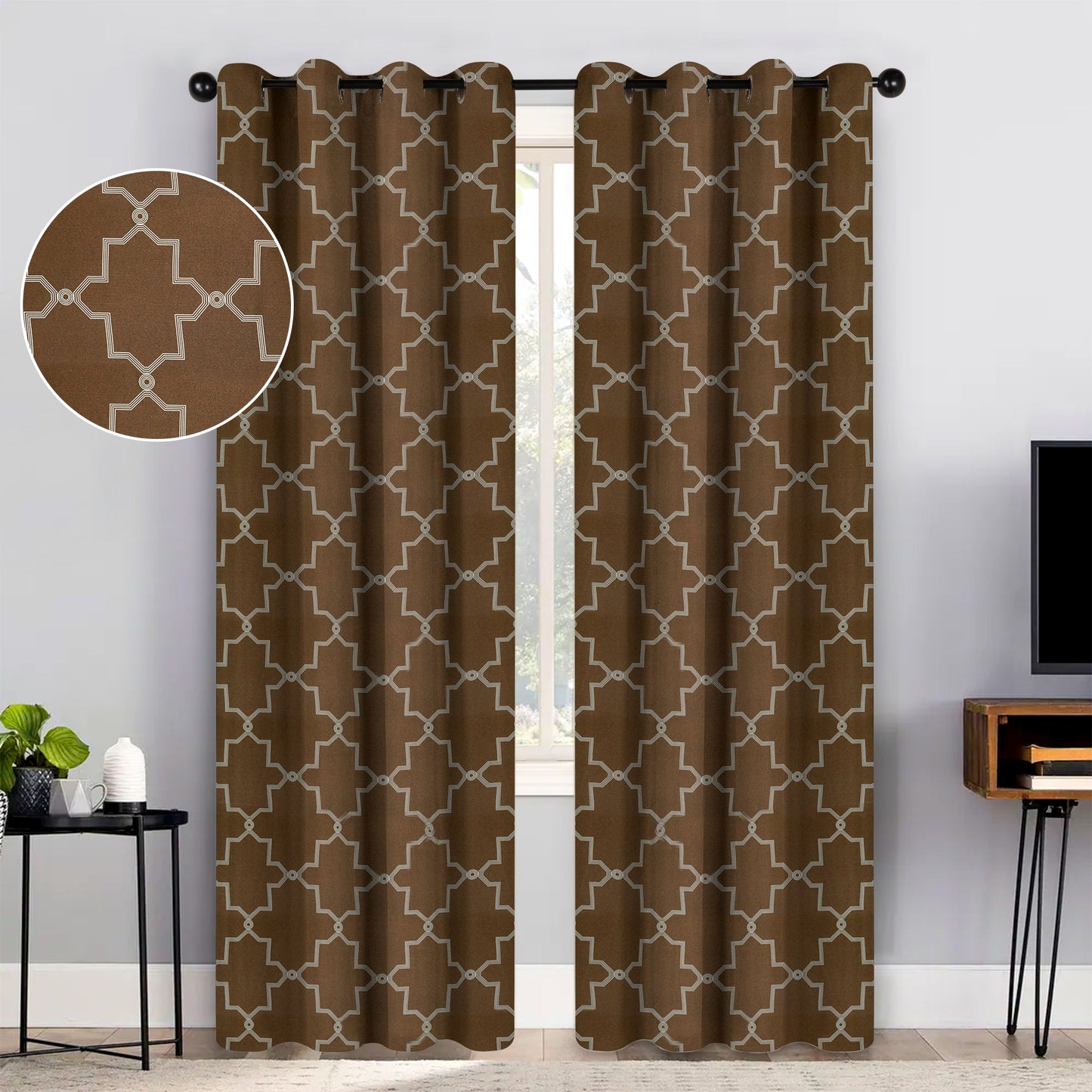 Imperial Trellis Washable Room Darkening Blackout Curtains. Set of 2