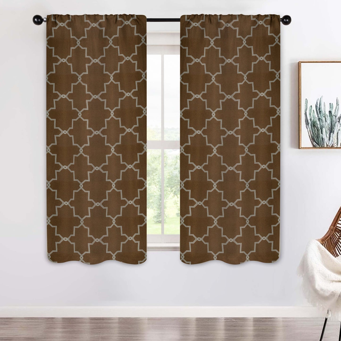Imperial Trellis Washable Room Darkening Blackout Curtains. Set of 2
