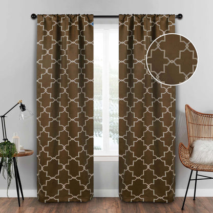 Imperial Trellis Washable Room Darkening Blackout Curtains. Set of 2