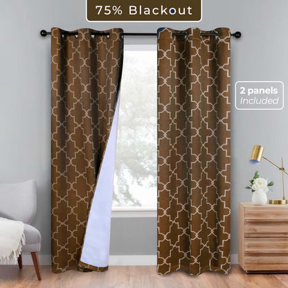 Imperial Trellis Washable Room Darkening Blackout Curtains. Set of 2
