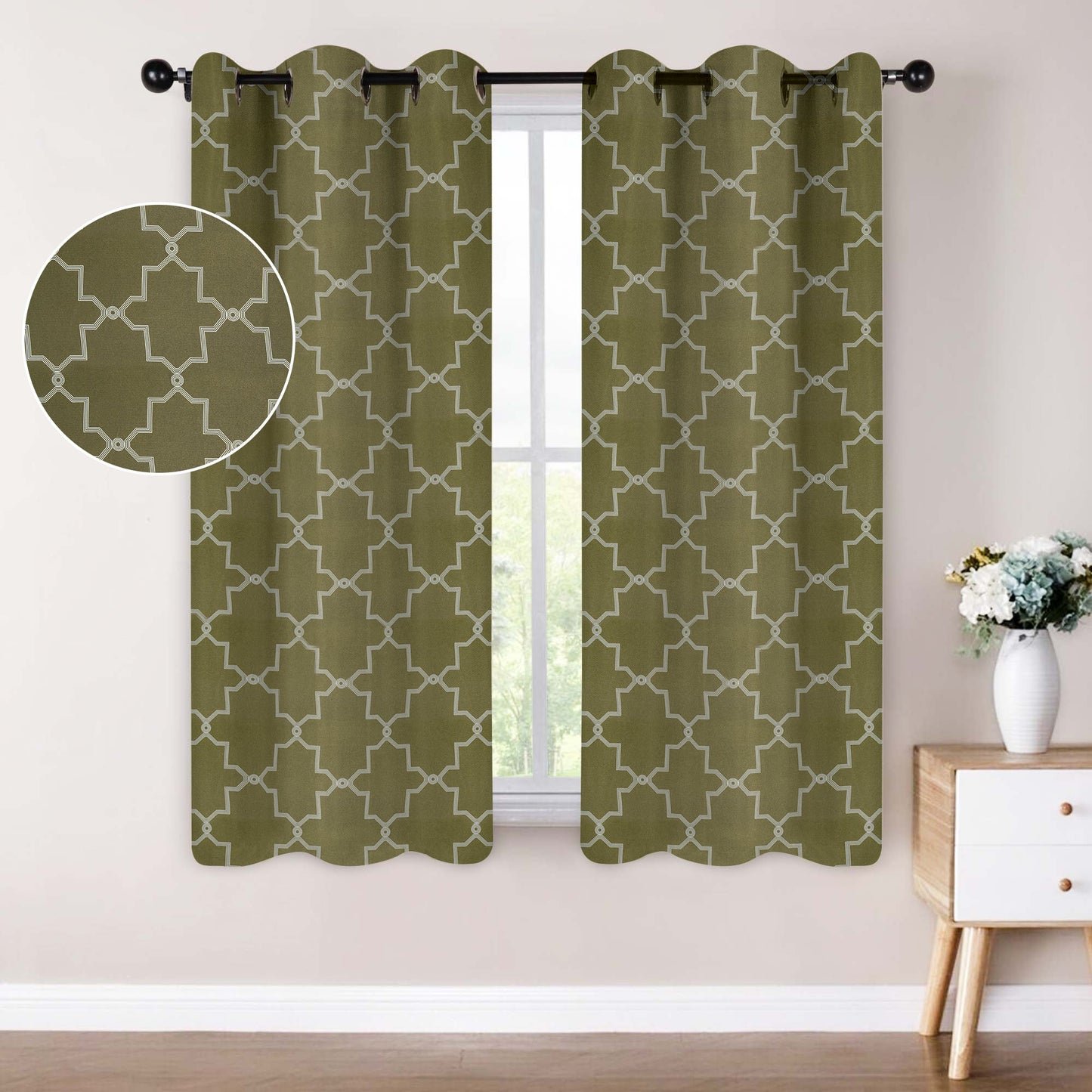 Imperial Trellis Washable Room Darkening Blackout Curtains. Set of 2