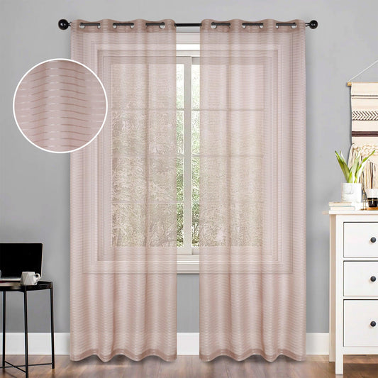 Jackson Striped Sheer Window Curtain Panels. Set of 2