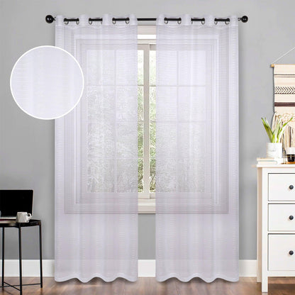 Jackson Striped Sheer Window Curtain Panels. Set of 2