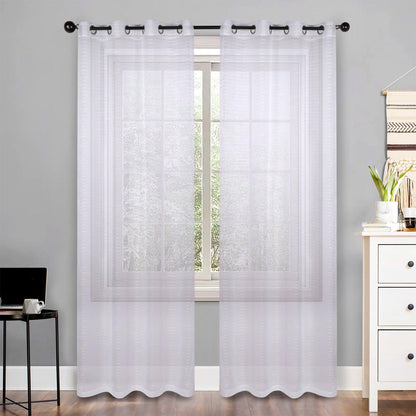Jackson Striped Sheer Window Curtain Panels. Set of 2