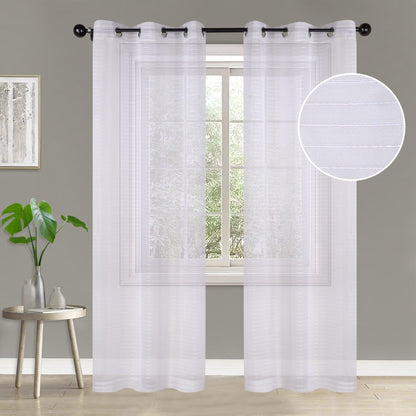 Jackson Striped Sheer Window Curtain Panels. Set of 2