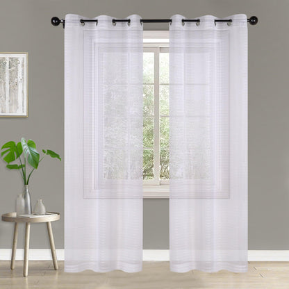 Jackson Striped Sheer Window Curtain Panels. Set of 2