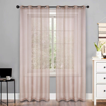 Jackson Striped Sheer Window Curtain Panels. Set of 2