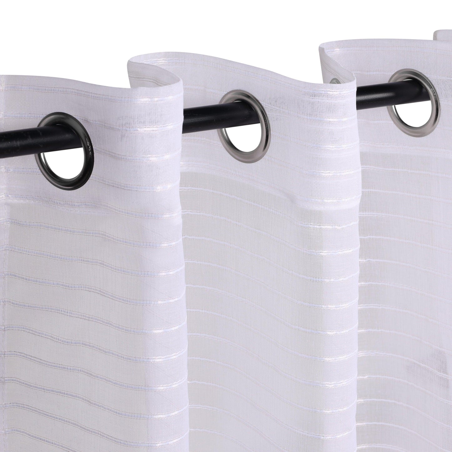 Jackson Striped Sheer Window Curtain Panels. Set of 2