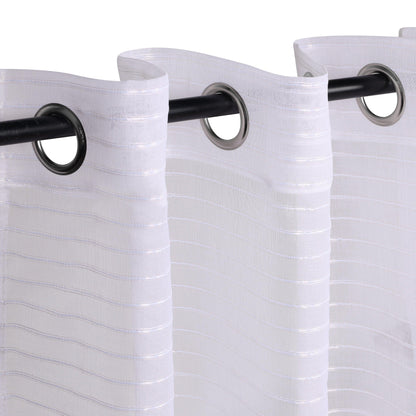 Jackson Striped Sheer Window Curtain Panels. Set of 2