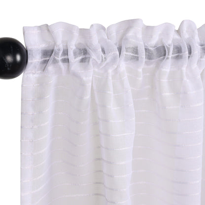 Jackson Striped Sheer Window Curtain Panels. Set of 2