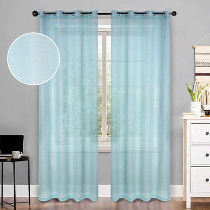 Jackson Striped Sheer Window Curtain Panels. Set of 2