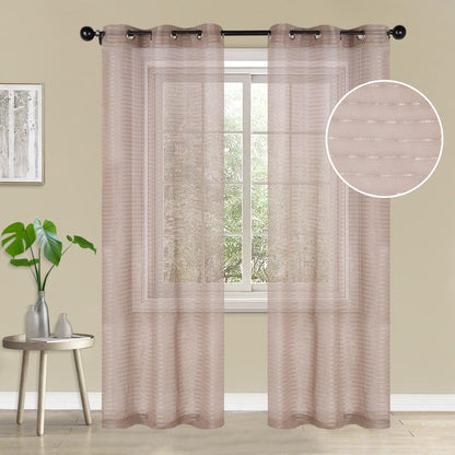 Jackson Striped Sheer Window Curtain Panels. Set of 2