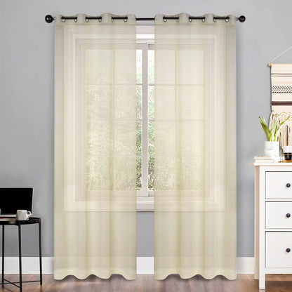Jackson Striped Sheer Window Curtain Panels. Set of 2