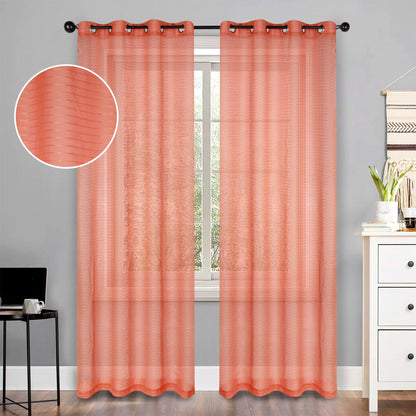Jackson Striped Sheer Window Curtain Panels. Set of 2
