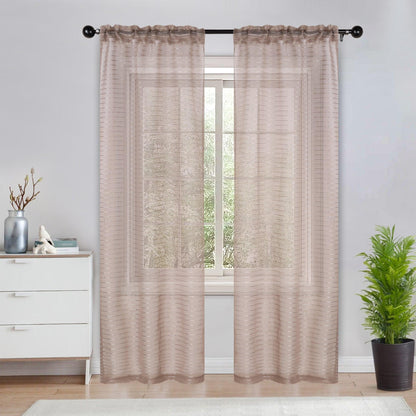 Jackson Striped Sheer Window Curtain Panels. Set of 2