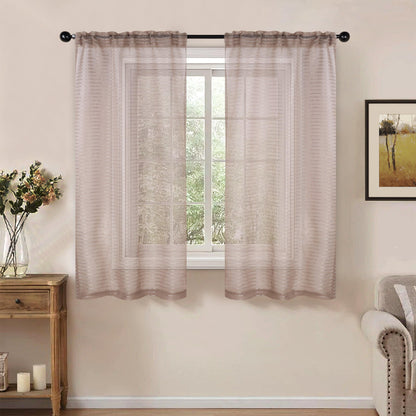 Jackson Striped Sheer Window Curtain Panels. Set of 2
