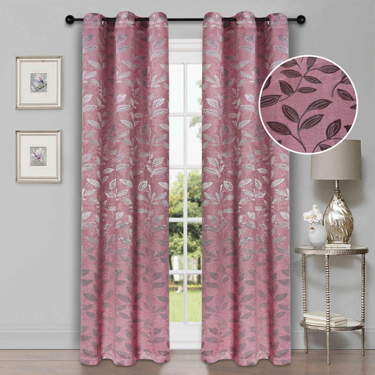 Leaves Machine Washable Room Darkening Blackout Curtains. Set of 2