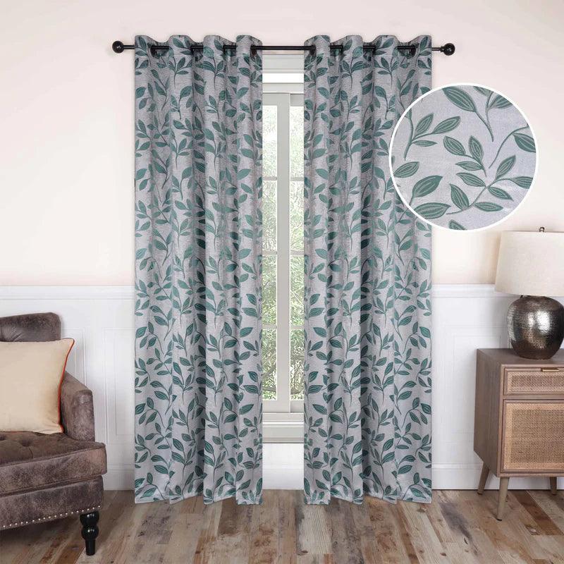 Leaves Machine Washable Room Darkening Blackout Curtains. Set of 2