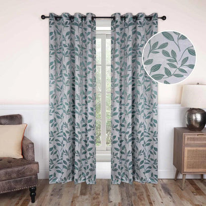 Leaves Machine Washable Room Darkening Blackout Curtains. Set of 2