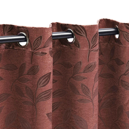 Leaves Machine Washable Room Darkening Blackout Curtains. Set of 2