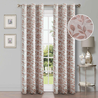 Leaves Machine Washable Room Darkening Blackout Curtains. Set of 2