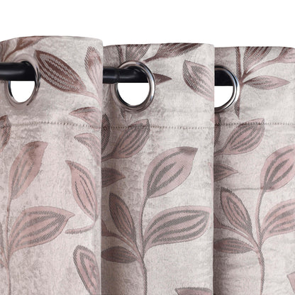 Leaves Machine Washable Room Darkening Blackout Curtains. Set of 2