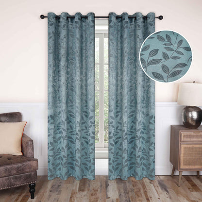 Leaves Machine Washable Room Darkening Blackout Curtains. Set of 2
