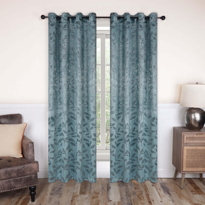 Leaves Machine Washable Room Darkening Blackout Curtains. Set of 2