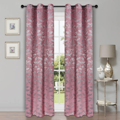 Leaves Machine Washable Room Darkening Blackout Curtains. Set of 2