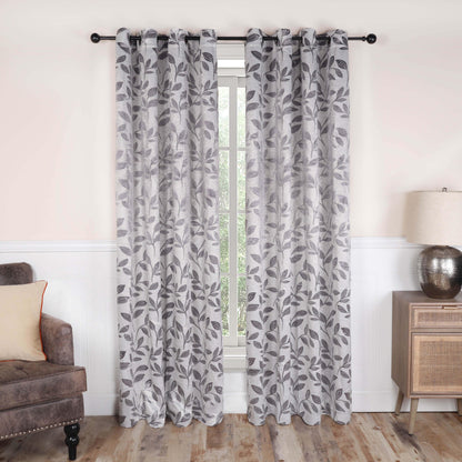 Leaves Machine Washable Room Darkening Blackout Curtains. Set of 2