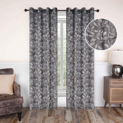 Leaves Machine Washable Room Darkening Blackout Curtains. Set of 2