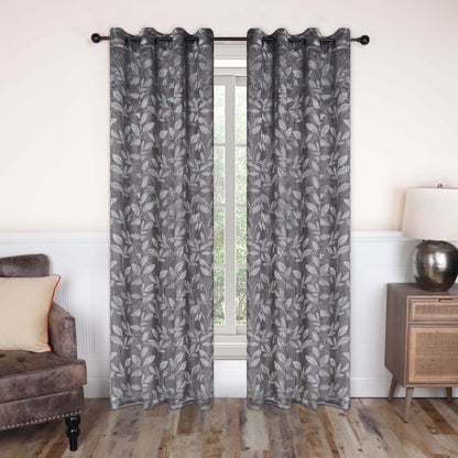 Leaves Machine Washable Room Darkening Blackout Curtains. Set of 2
