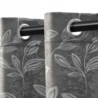 Leaves Machine Washable Room Darkening Blackout Curtains. Set of 2