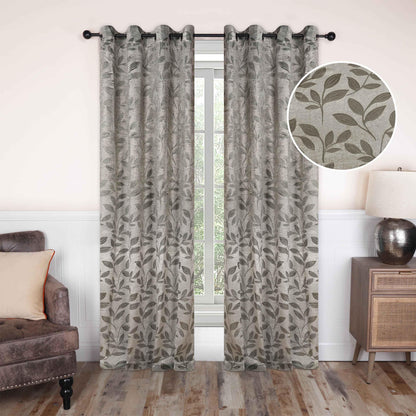 Leaves Machine Washable Room Darkening Blackout Curtains. Set of 2
